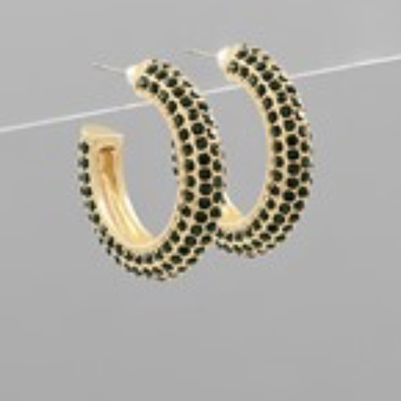 Paved Crystal Open Hoops - Picture 2 of 3